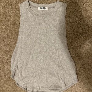 Light grey cropped workout tank. One size fits all.